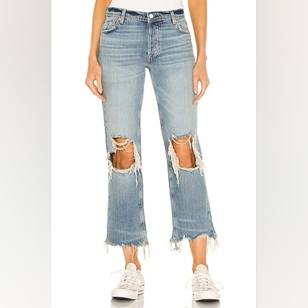 Free People Maggie Mid Rise Straight Leg Jean in Aged to Perfection - Size 27